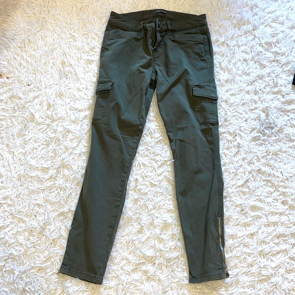 Level 99 Women's Skinny Cargo Jeans - Dark Green
